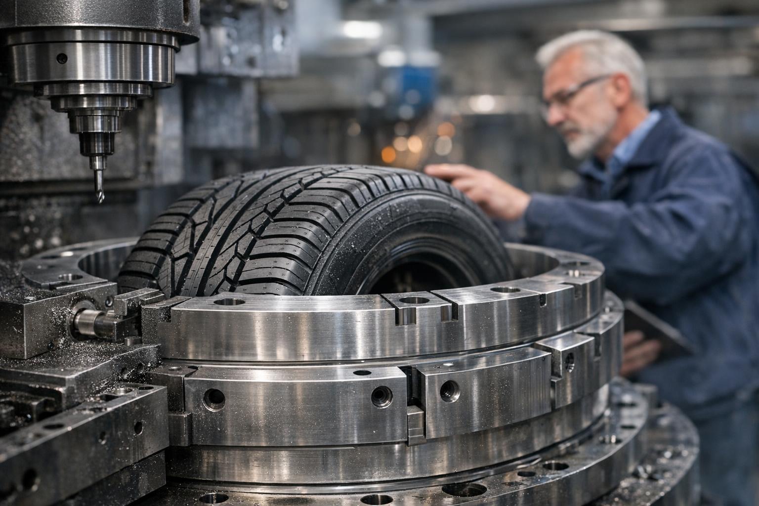 Technician operating precision machining center